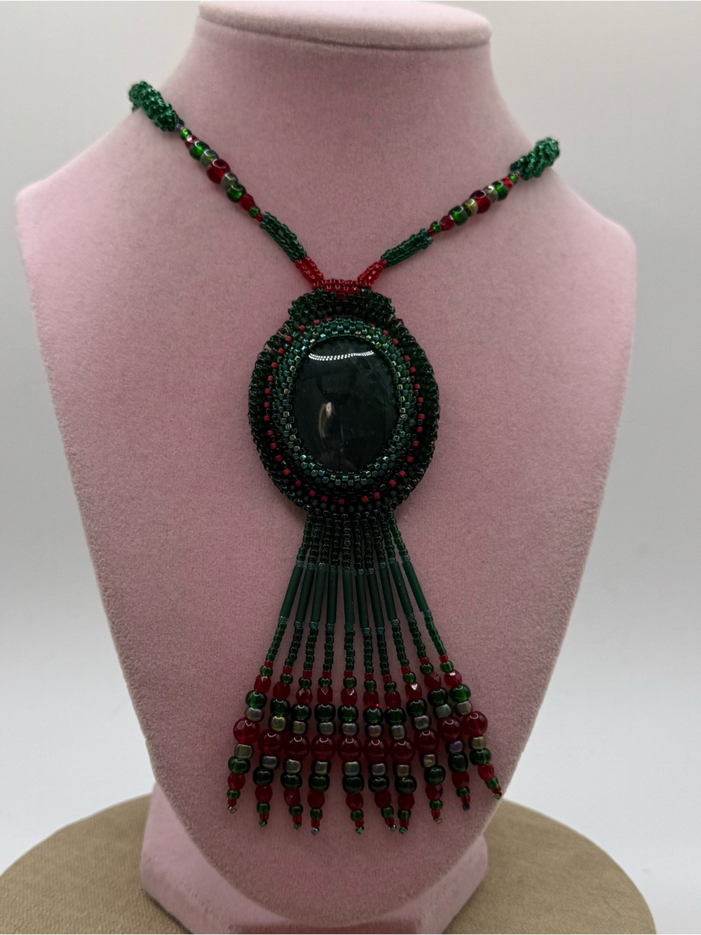Handmade Soutache mass agate fringe Beaded Necklace Pendant